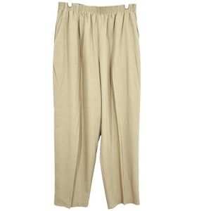 Briggs Women's Pants Size 18 Elastic Waist Relaxed Fit High Rise Tapered Leg Tan